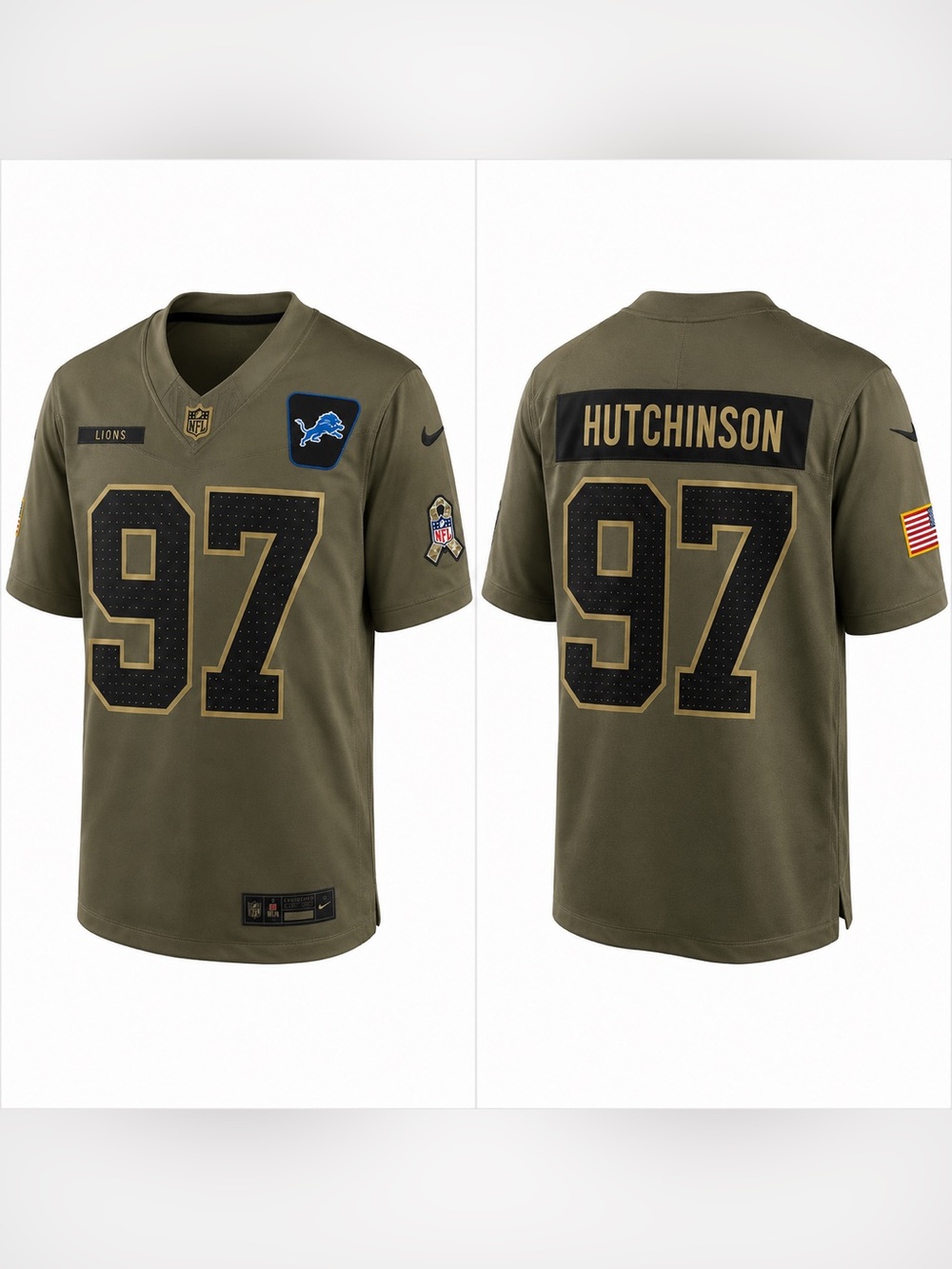 Nike Aidan Hutchinson #97 Detroit Lions Salute to Service Jersey NWT Men’s Small
